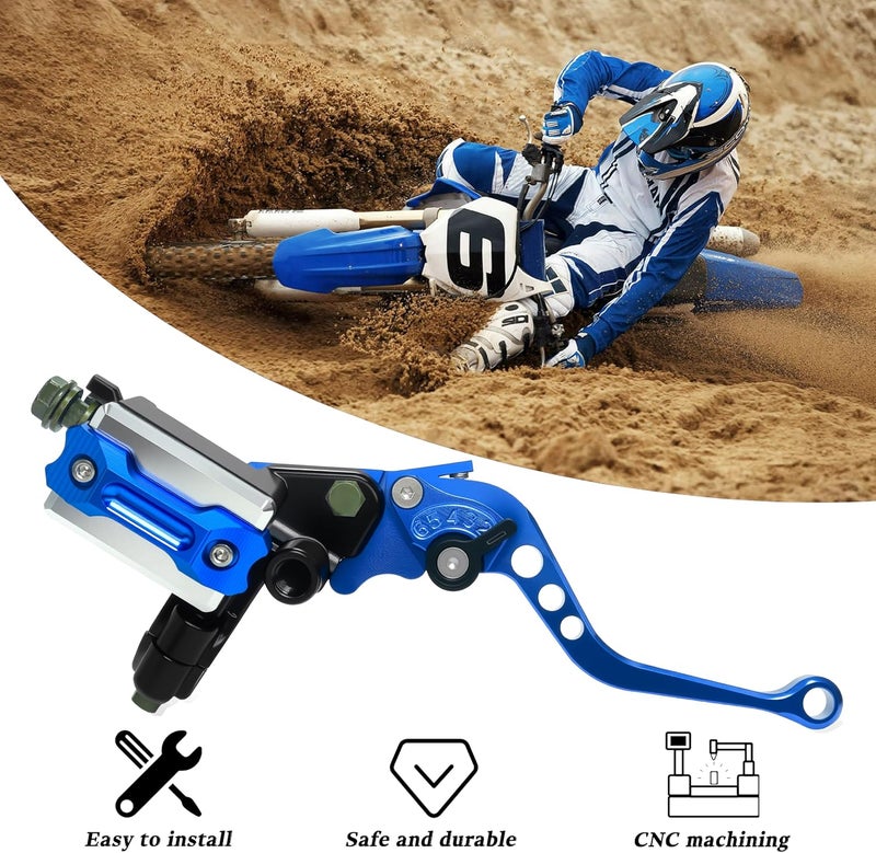 VUOZIP 7/8" 22mm Motorcycle Brake Lever Handlebar Master Cylinder Clutch Levers Left & Right Set + Hand Grips + Handlebar Ends Set for Harley Honda Kawasaki Suzuki Yamaha (Blue) - Image 5